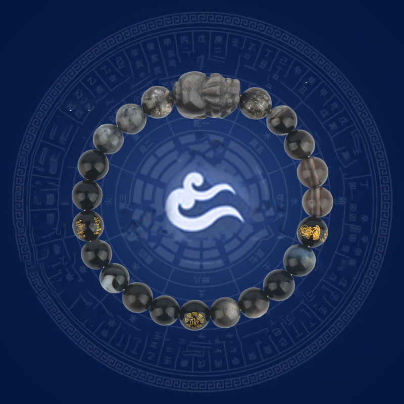 Pulsera de la riqueza Pixiu de ágata de cristal con cinco elementos y Buddha Stones - image 14