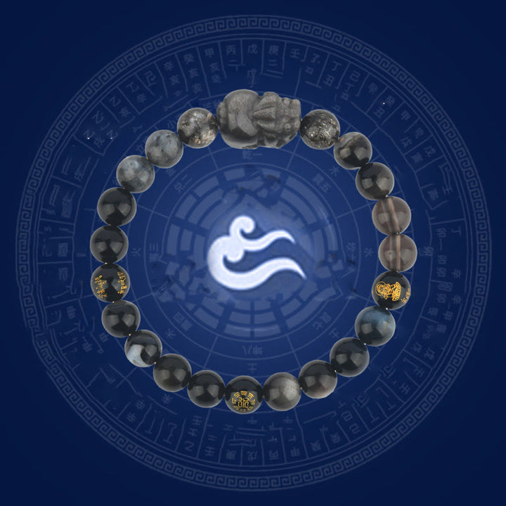 Pulsera de la riqueza Pixiu de ágata de cristal con cinco elementos y Buddha Stones - image 14