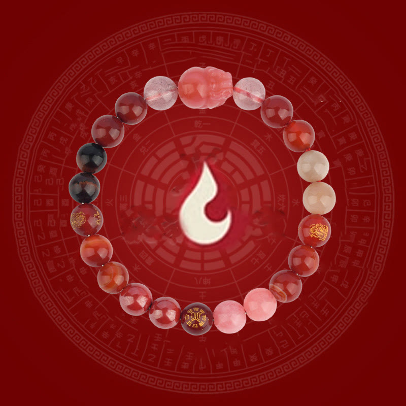 Pulsera de la riqueza Pixiu de ágata de cristal con cinco elementos y Buddha Stones
