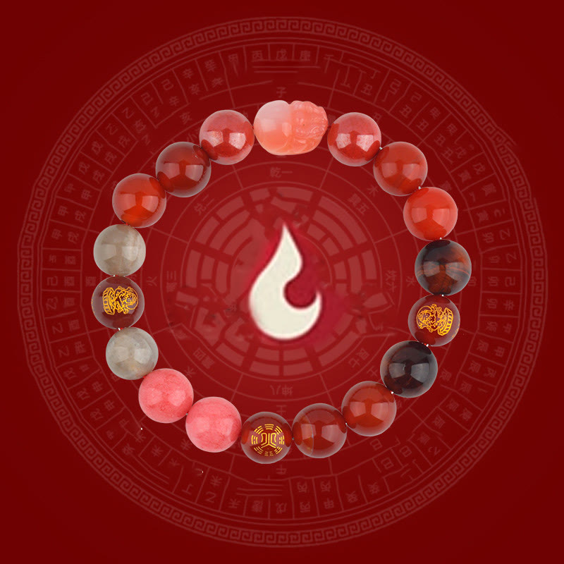 Pulsera de la riqueza Pixiu de ágata de cristal con cinco elementos y Buddha Stones