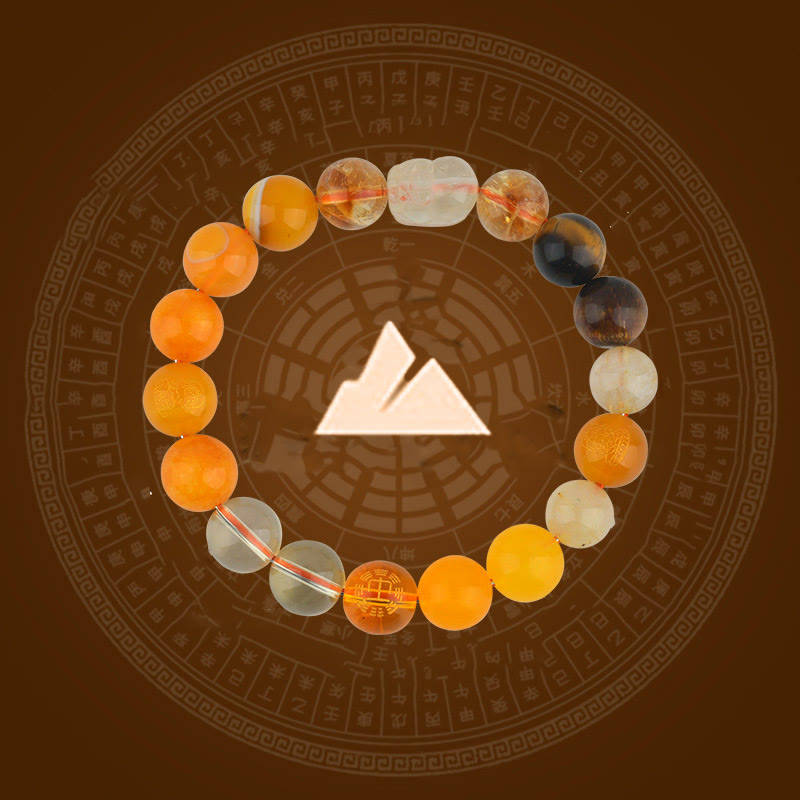Pulsera de la riqueza Pixiu de ágata de cristal con cinco elementos y Buddha Stones