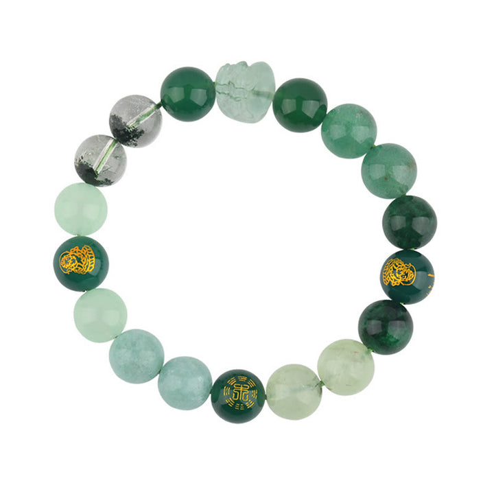 Pulsera de la riqueza Pixiu de ágata de cristal con cinco elementos y Buddha Stones
