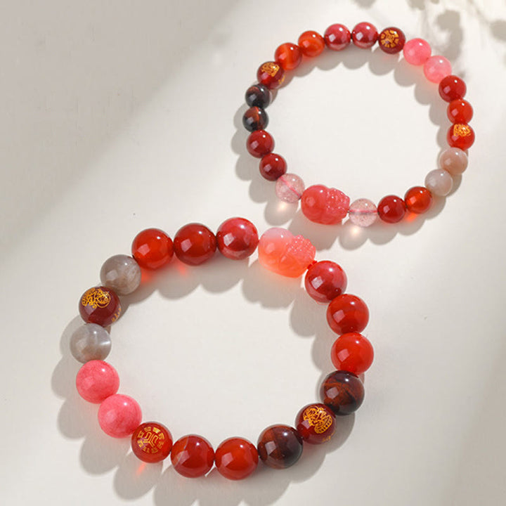 Pulsera de la riqueza Pixiu de ágata de cristal con cinco elementos y Buddha Stones