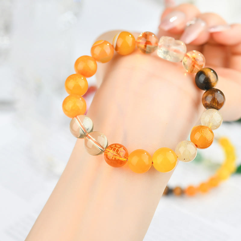 Pulsera de la riqueza Pixiu de ágata de cristal con cinco elementos y Buddha Stones