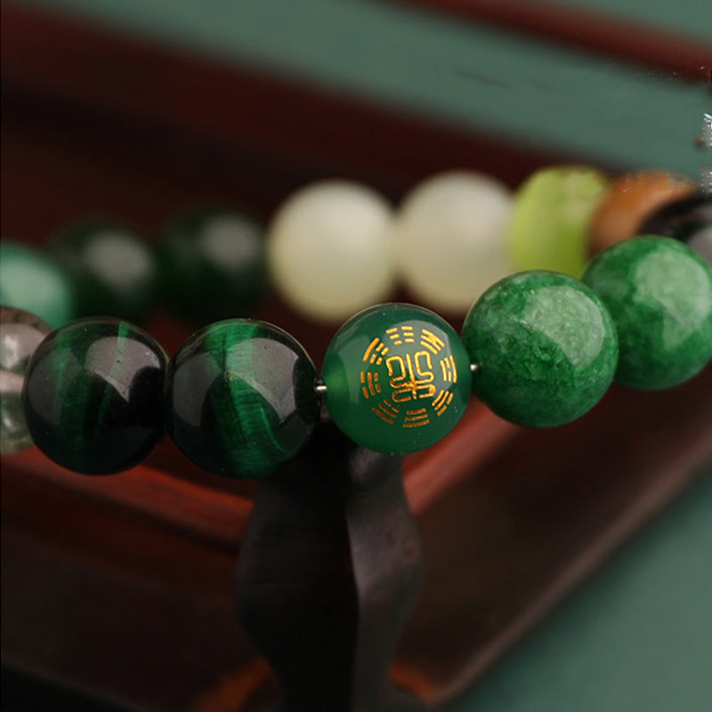 Pulsera de la suerte con Buddha Stones, cinco elementos y ágata variada - image 16