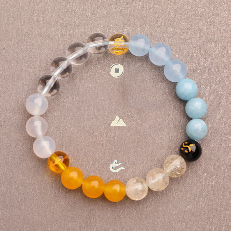 Pulsera de la sabiduría con Buddha Stones, cinco elementos, varios cristales de ágata y piedra solar - image 16