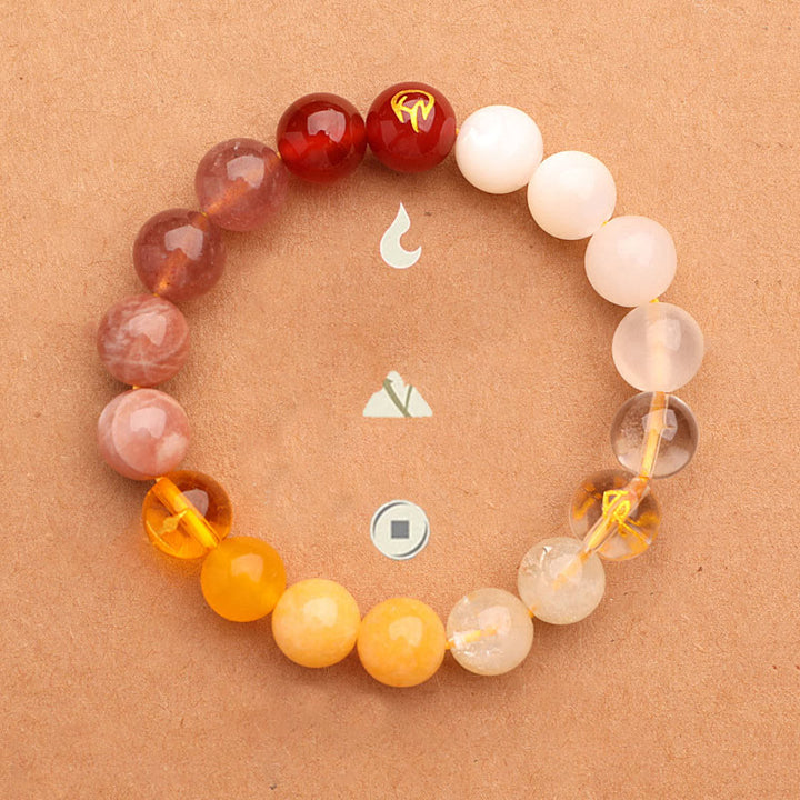 Pulsera de la sabiduría con Buddha Stones, cinco elementos, varios cristales de ágata y piedra solar - image 3