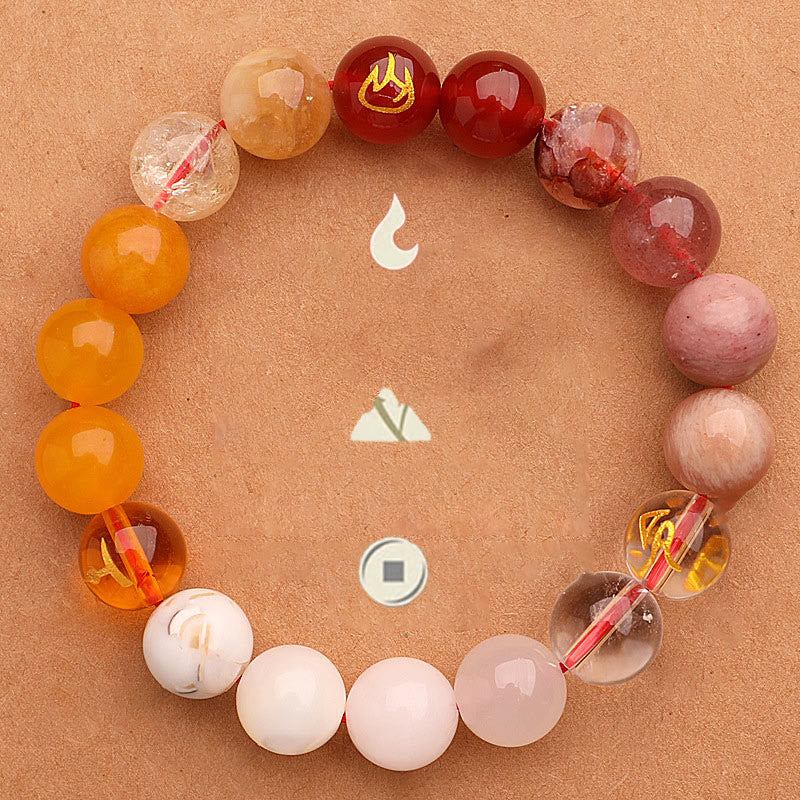 Pulsera de la sabiduría con Buddha Stones, cinco elementos, varios cristales de ágata y piedra solar - image 1
