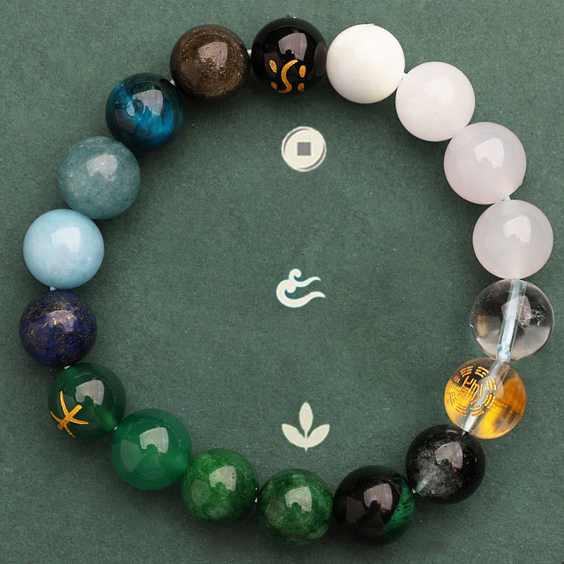 Pulsera de la sabiduría con Buddha Stones, cinco elementos, varios cristales de ágata y piedra solar - image 20