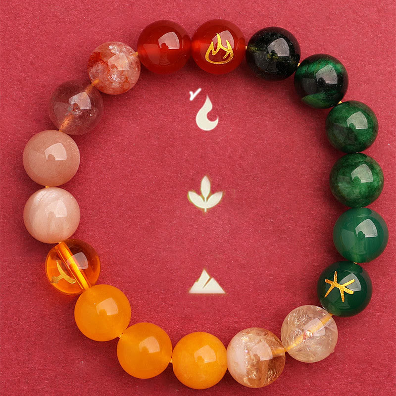 Pulsera de la sabiduría con Buddha Stones, cinco elementos, varios cristales de ágata y piedra solar - image 39