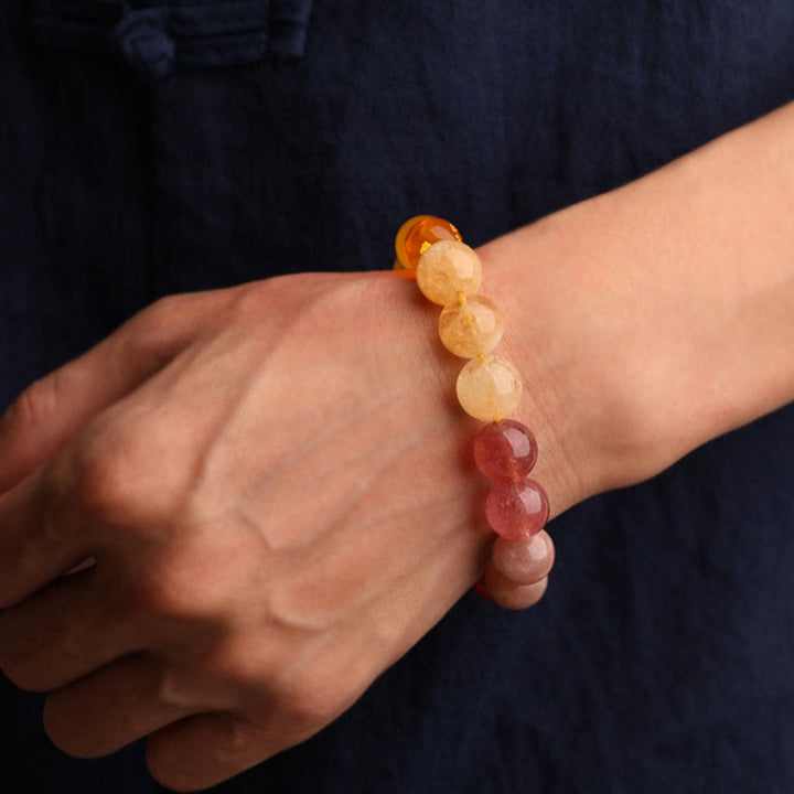 Pulsera de la sabiduría con Buddha Stones, cinco elementos, varios cristales de ágata y piedra solar - image 50