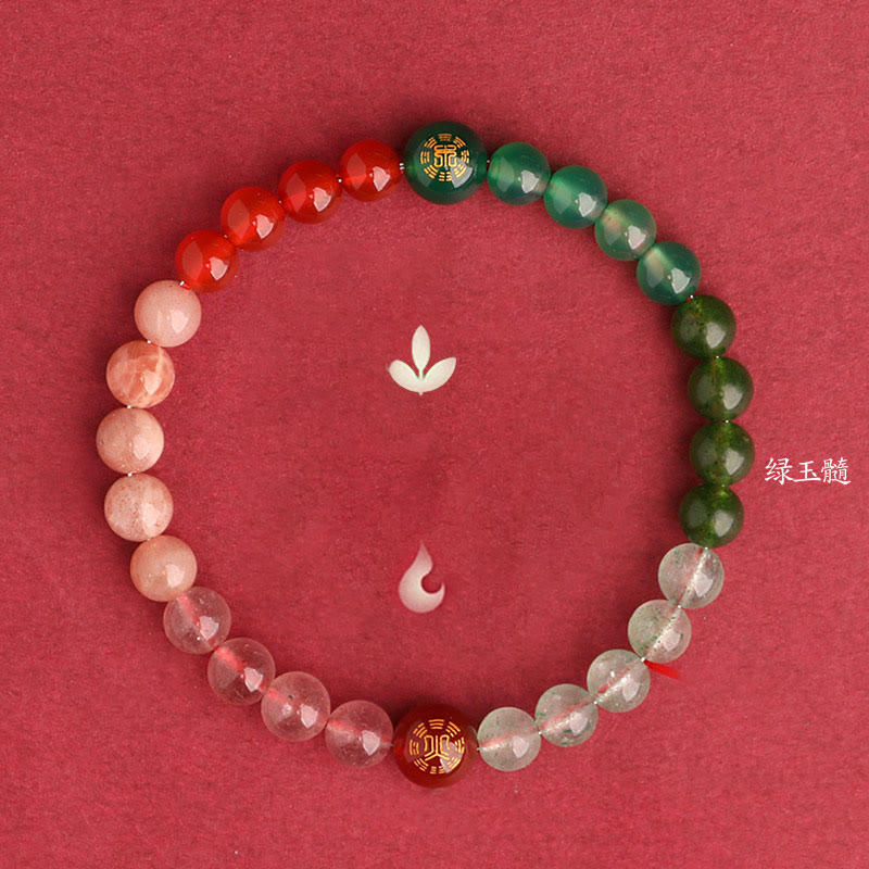 Buddha Stones Pulsera de la sabiduría de los cinco elementos con varios cristales de ágata, ónix negro, calcedonia verde y aguamarina - image 46