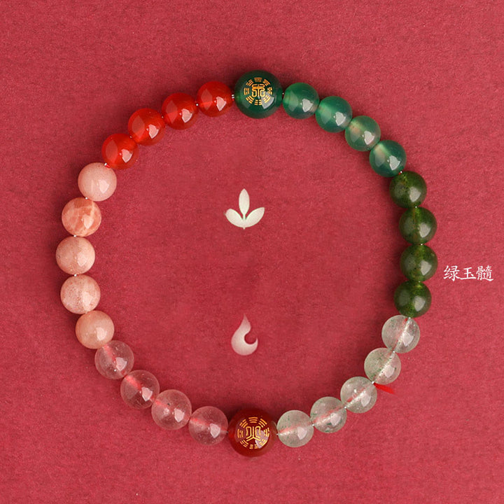 Buddha Stones Pulsera de la sabiduría de los cinco elementos con varios cristales de ágata, ónix negro, calcedonia verde y aguamarina - image 46