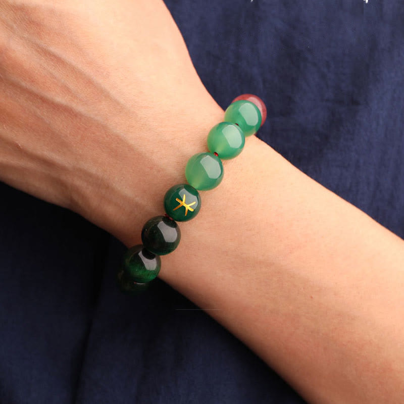 Buddha Stones Pulsera de la sabiduría de los cinco elementos con varios cristales de ágata, ónix negro, calcedonia verde y aguamarina - image 54