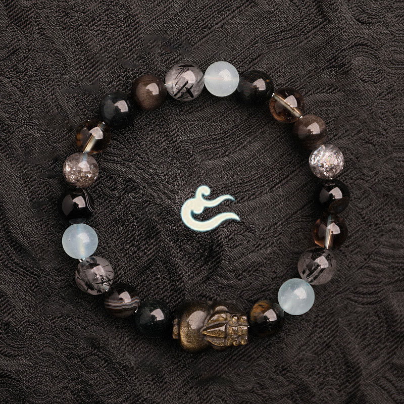 Buddha Stones Pulsera de la suerte fantasma con cinco elementos, varios cristales de ágata verde fresa, cuarzo musgoso y ágata verde - image 26