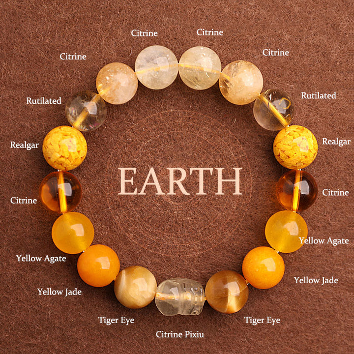 Buddha Stones Pulsera de la suerte fantasma con cinco elementos, varios cristales de ágata verde fresa, cuarzo musgoso y ágata verde - Tierra (circunferencia de la muñeca: 14-16 cm) - 12 mm - image 33