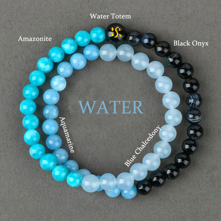 Pulsera de la suerte con Buddha Stones, cinco elementos, varios cristales de ágata, calcedonia y cristal blanco de ágata blanca