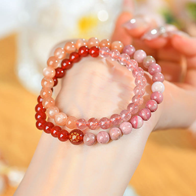 Pulsera de la suerte con Buddha Stones, cinco elementos, varios cristales de ágata, calcedonia y cristal blanco de ágata blanca - image 30