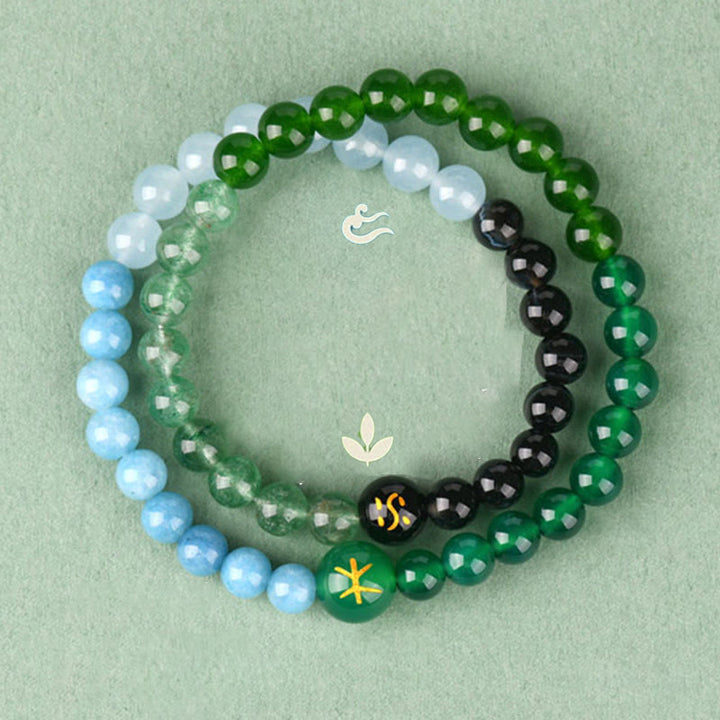 Pulsera de la suerte con Buddha Stones, cinco elementos, varios cristales de ágata, perla, ónix negro, ágata blanca y cristal blanco