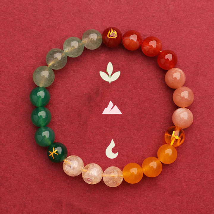 Pulsera de la riqueza con Buddha Stones, cinco elementos, varios cristales de ágata, cuarzo verde fresa y piedra solar - image 11