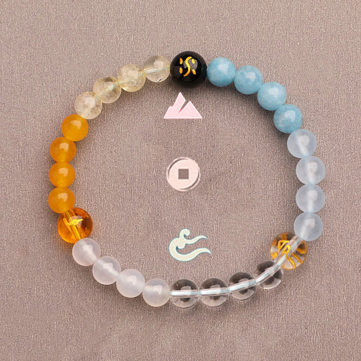 Pulsera de la riqueza con Buddha Stones, cinco elementos, varios cristales de ágata, cuarzo verde fresa y piedra solar - image 17