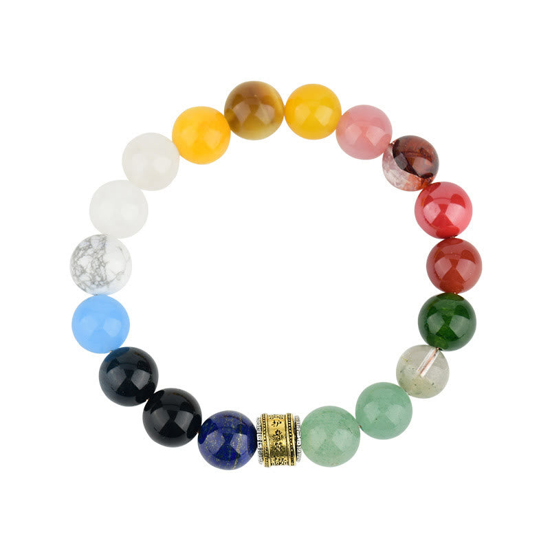 Pulsera de la suerte con Buddha Stones, cinco elementos, varios cristales de ágata, ágata roja, brillo dorado, obsidiana y ágata amarilla - image 18