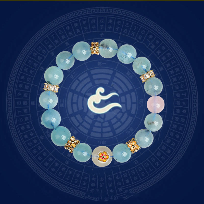 Pulsera de la suerte con Buddha Stones, cinco elementos, varios cristales de ágata, cuarzo rutilado fantasma verde, ágata verde uva y malaquita - image 13