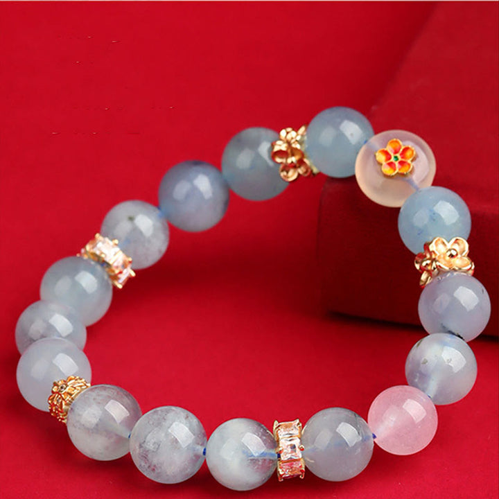 Pulsera de la suerte con Buddha Stones, cinco elementos, varios cristales de ágata, cuarzo rutilado fantasma verde, ágata verde uva y malaquita - image 14