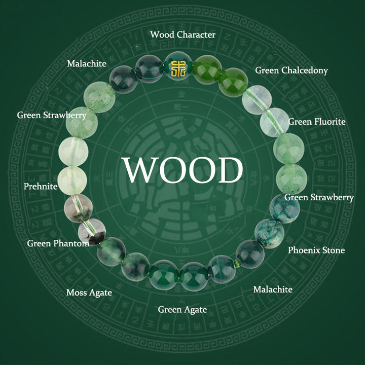 Pulsera de la suerte con Buddha Stones, cinco elementos, varios cristales de ágata, cuarzo rutilado, ojo de tigre, ágata amarilla y citrino - image 16