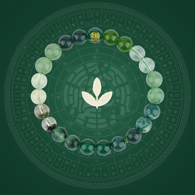 Pulsera de la suerte con Buddha Stones, cinco elementos, varios cristales de ágata, cuarzo rutilado, ojo de tigre, ágata amarilla y citrino - image 17