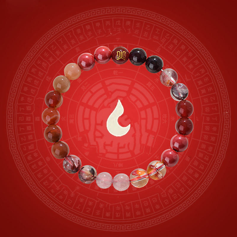 Pulsera de la suerte con Buddha Stones, cinco elementos, varios cristales de ágata, cuarzo rutilado, ojo de tigre, ágata amarilla y citrino - image 27