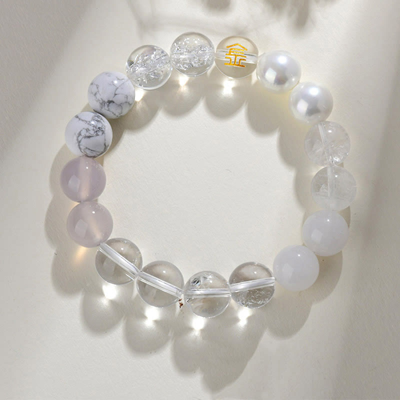 Pulsera de la suerte con Buddha Stones, cinco elementos, varios cristales de ágata, cuarzo rutilado, ojo de tigre, ágata amarilla y citrino - Oro (Circunferencia de la muñeca: 14-16 cm) - 12 mm - image 14