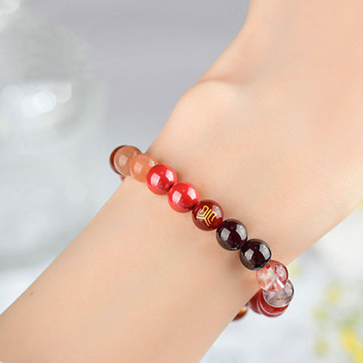 Pulsera de la suerte con Buddha Stones, cinco elementos, varios cristales de ágata, cuarzo rutilado, ojo de tigre, ágata amarilla y citrino - image 30