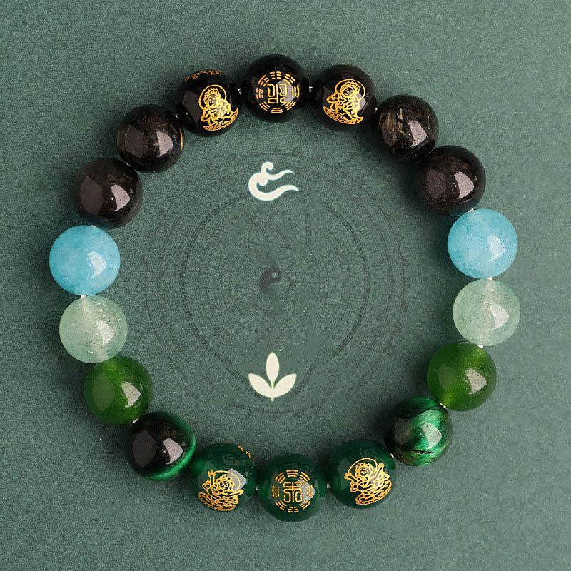 Pulsera de la suerte con Buddha Stones, cinco elementos, varios cristales de ágata, ágata roja del sur, cuarzo fresa, piedra solar, citrino - image 18