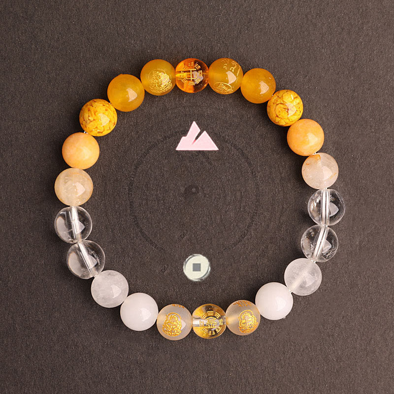 Pulsera de la suerte con Buddha Stones, cinco elementos, varios cristales de ágata, ágata roja del sur, cuarzo fresa, piedra solar, citrino - image 30