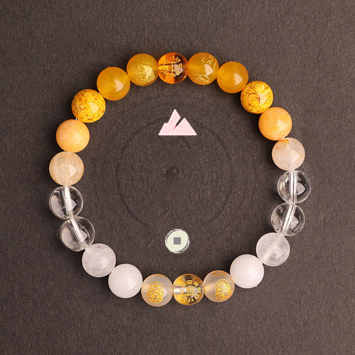 Pulsera de la suerte con Buddha Stones, cinco elementos, varios cristales de ágata, ágata roja del sur, cuarzo fresa, piedra solar, citrino - image 30
