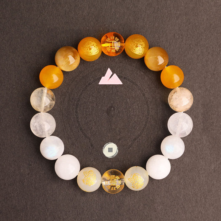 Pulsera de la suerte con Buddha Stones, cinco elementos, varios cristales de ágata, ágata roja del sur, cuarzo fresa, piedra solar, citrino - image 32