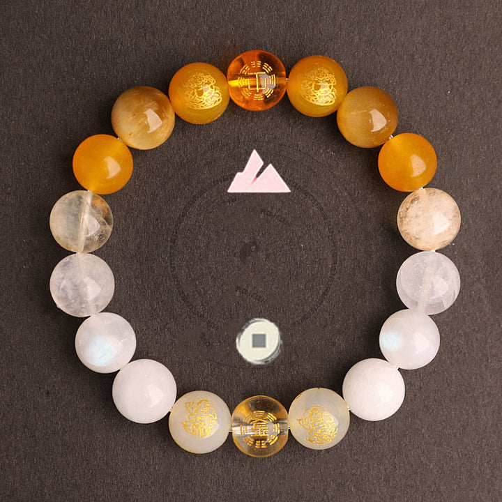 Pulsera de la suerte con Buddha Stones, cinco elementos, varios cristales de ágata, ágata roja del sur, cuarzo fresa, piedra solar, citrino - image 34
