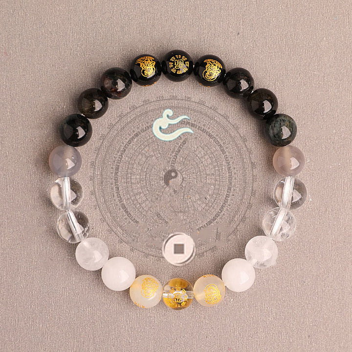 Pulsera de la suerte con Buddha Stones, cinco elementos, varios cristales de ágata, ágata roja del sur, cuarzo fresa, piedra solar, citrino - image 36