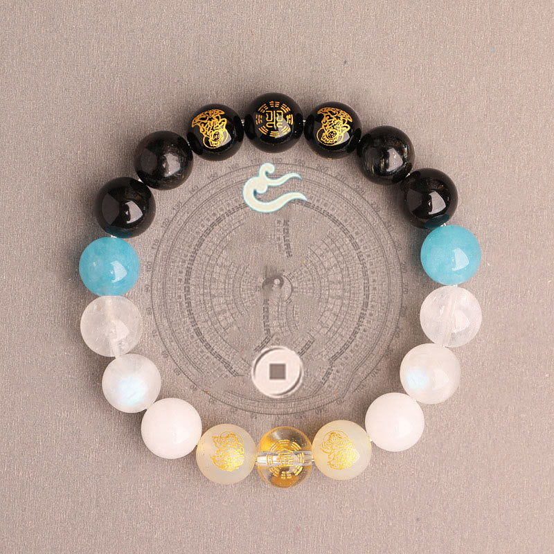 Pulsera de la suerte con Buddha Stones, cinco elementos, varios cristales de ágata, ágata roja del sur, cuarzo fresa, piedra solar, citrino - image 38