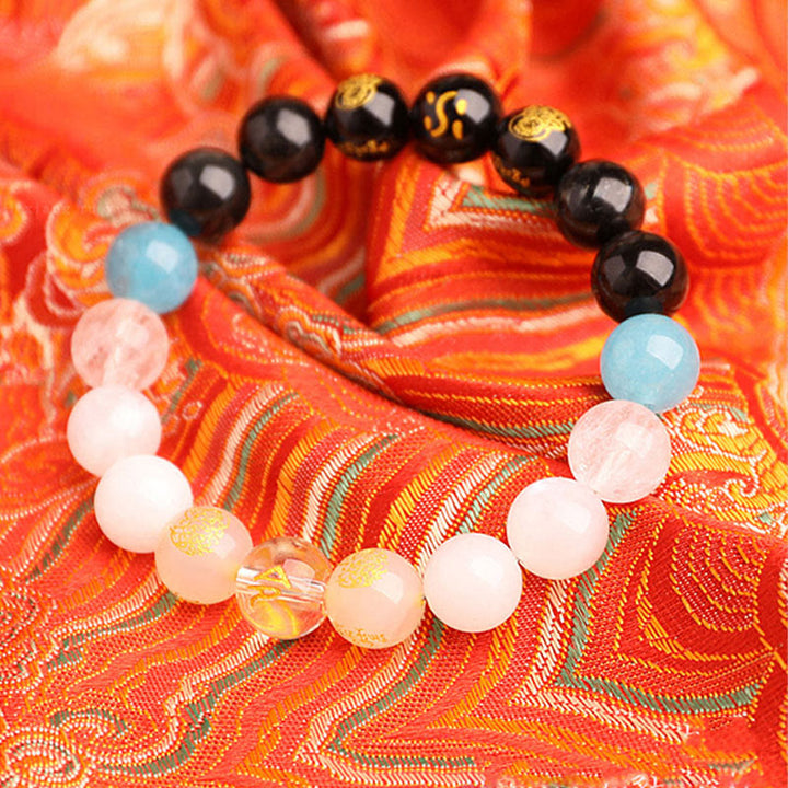 Pulsera de la suerte con Buddha Stones, cinco elementos, varios cristales de ágata, ágata roja del sur, cuarzo fresa, piedra solar, citrino - image 41