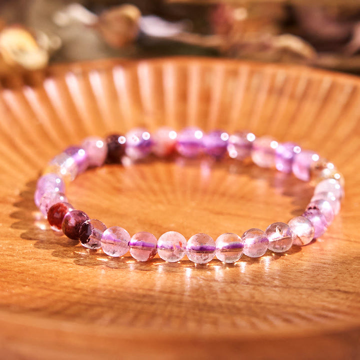 Pulsera de sabiduría del amor fantasma de color morado natural con Buddha Stones