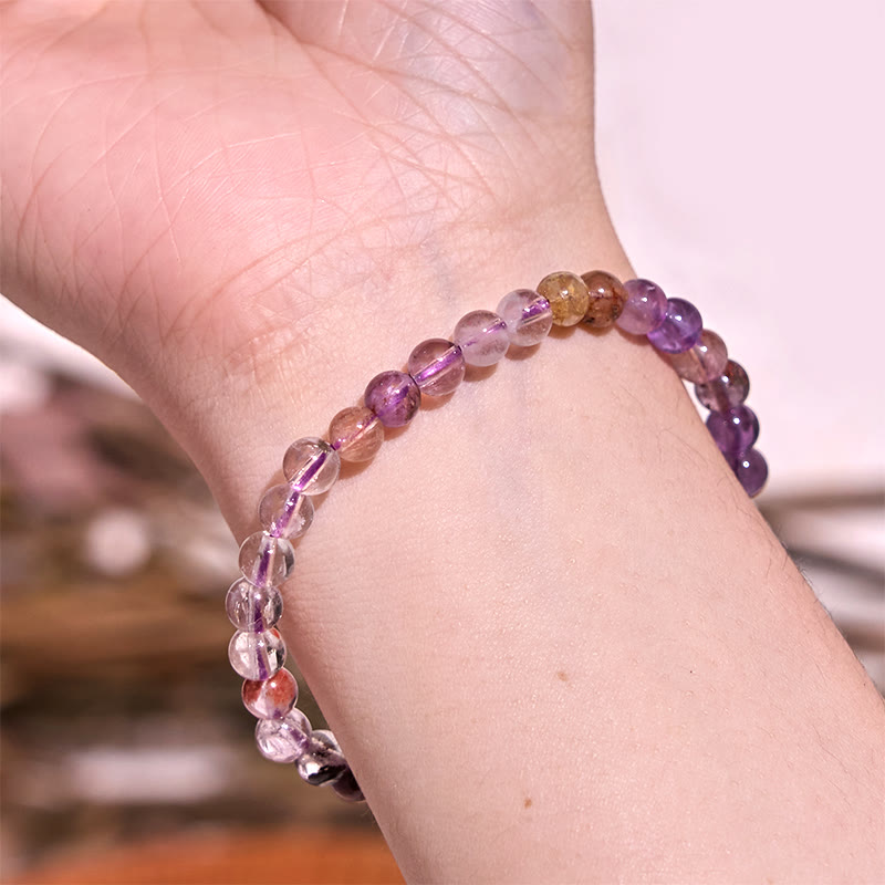 Pulsera de sabiduría del amor fantasma de color morado natural con Buddha Stones