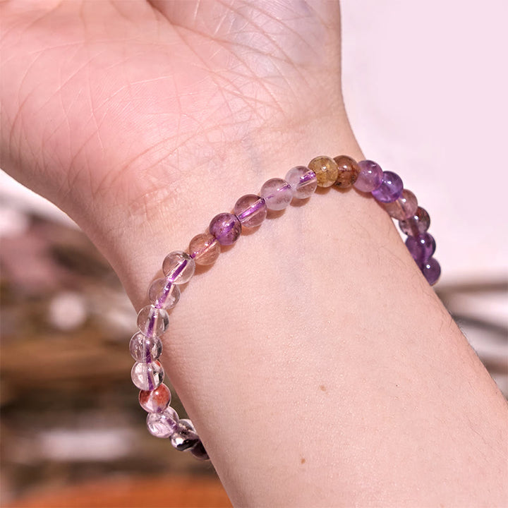Pulsera de sabiduría del amor fantasma de color morado natural con Buddha Stones