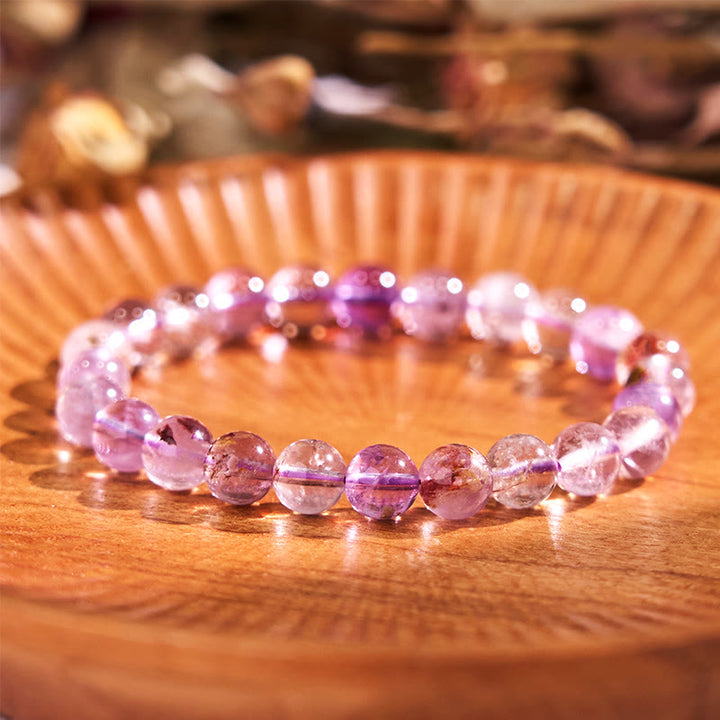 Pulsera de sabiduría del amor fantasma de color morado natural con Buddha Stones