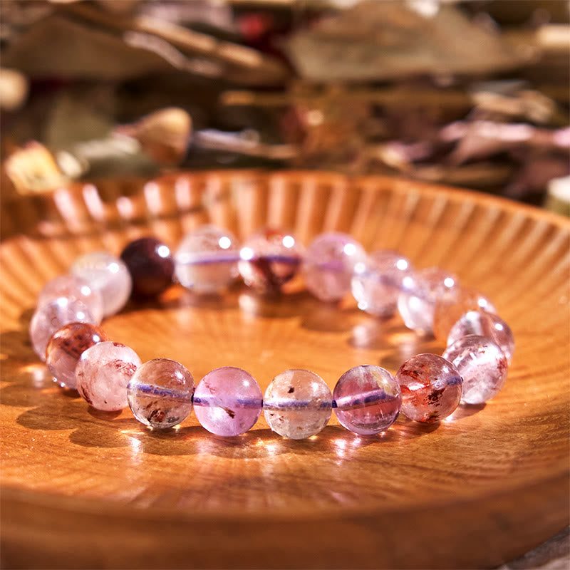 Pulsera de sabiduría del amor fantasma de color morado natural con Buddha Stones