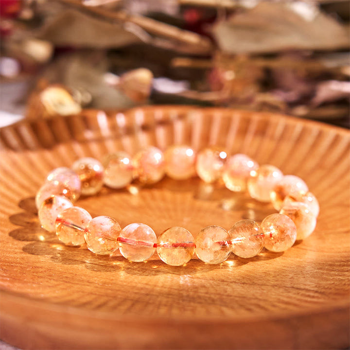 Pulsera de prosperidad con copos de nieve de cristal citrino natural de Buddha Stones