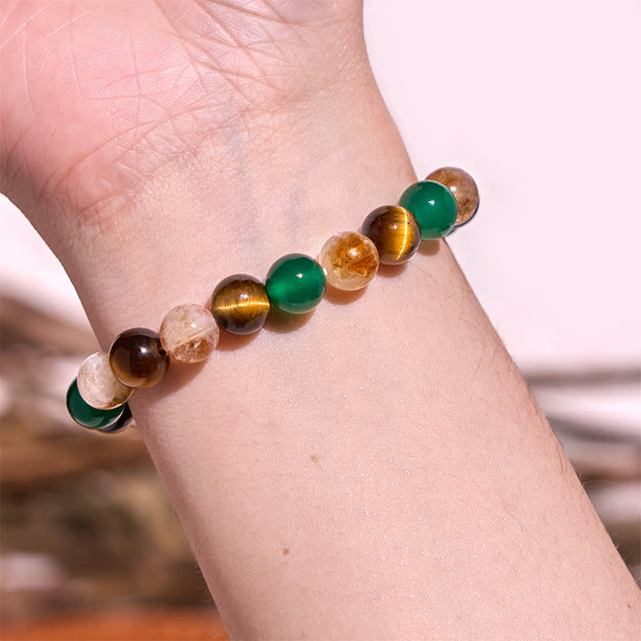 Pulsera de protección con cuentas combinadas de citrino, ágata verde y ojo de tigre natural y Buddha Stones - image 4