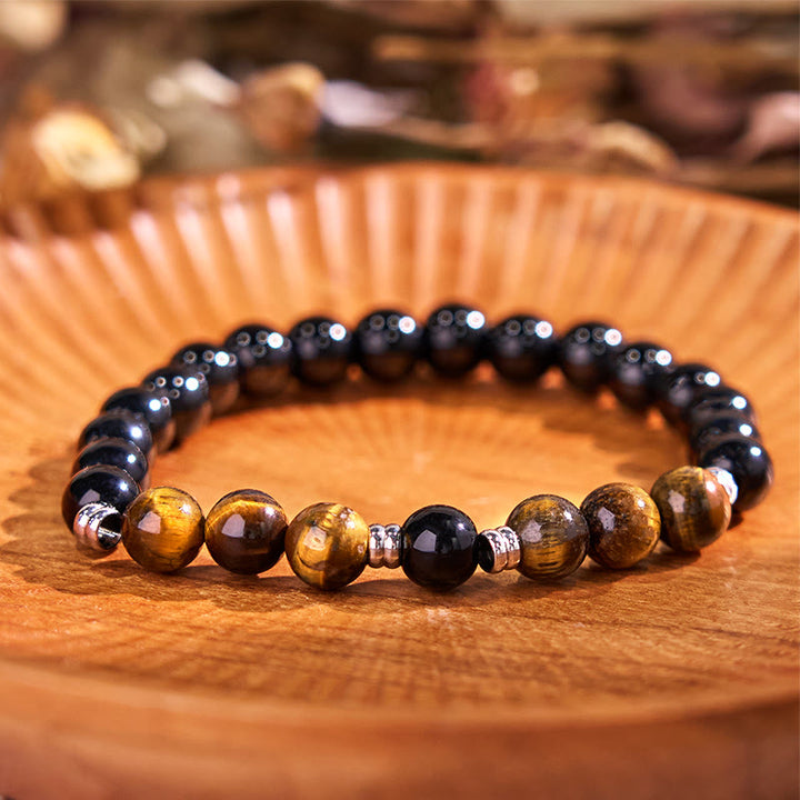 Juego de 2 pulseras poderosas de ojo de tigre y hematita y ojo de tigre azul con Buddha Stones
