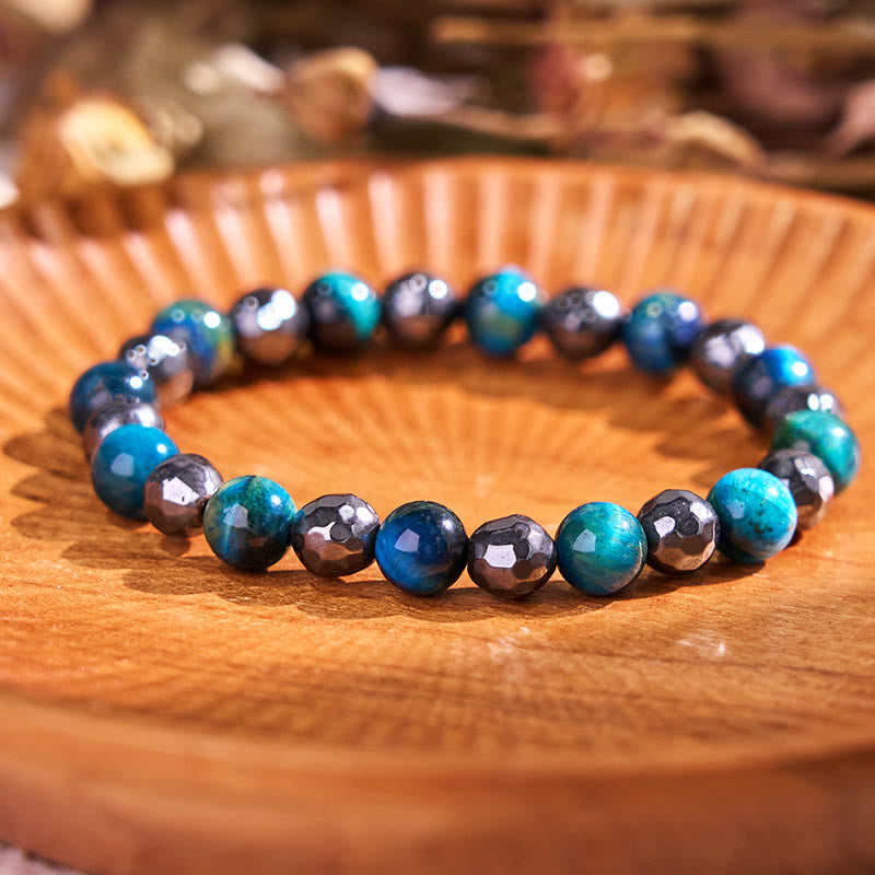 Juego de 2 pulseras poderosas de ojo de tigre y hematita y ojo de tigre azul con Buddha Stones